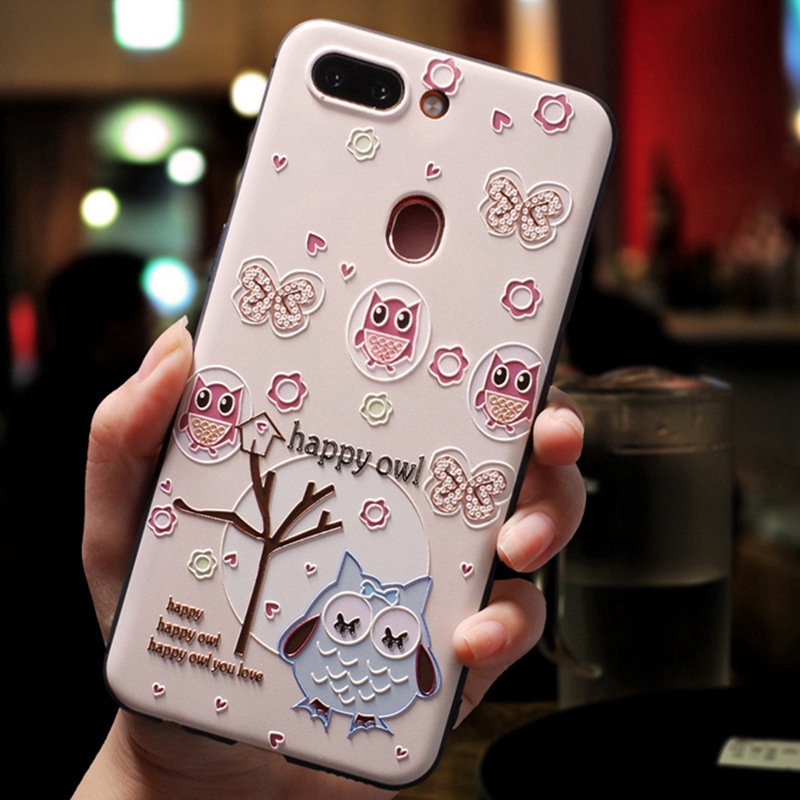 Blue Elephant Pink Owl Embossed Phone Case Samsung Galaxy A04S A04 A04e A13 A23 A33 A53 5G A01 Core A21S A10 M10 A10S A20 A30 A20S A50 A30S A50S A70 A51 A71 A31 A11 M11 A7 A6 A8 Plus 2018