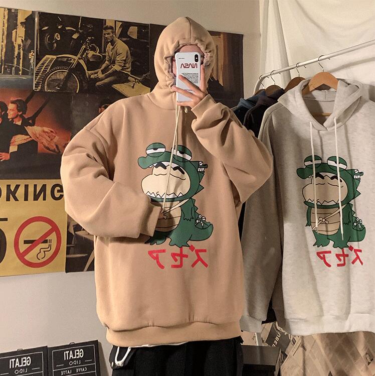 Áo sweater hoodie in hình khủng long dáng rộng nhiều màu cho nam | BigBuy360 - bigbuy360.vn