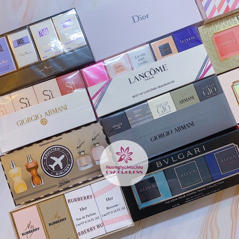 Set nước hoa mini các hãng Dior, Sì, Lancome, Bvlgari, Burberry, Jeanpaul Gaultier, Thiery Mugler