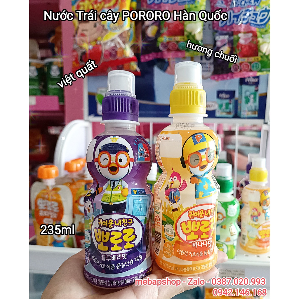 NƯỚC UỐNG PORORO NHIỀU VỊ (Chai 235ml)