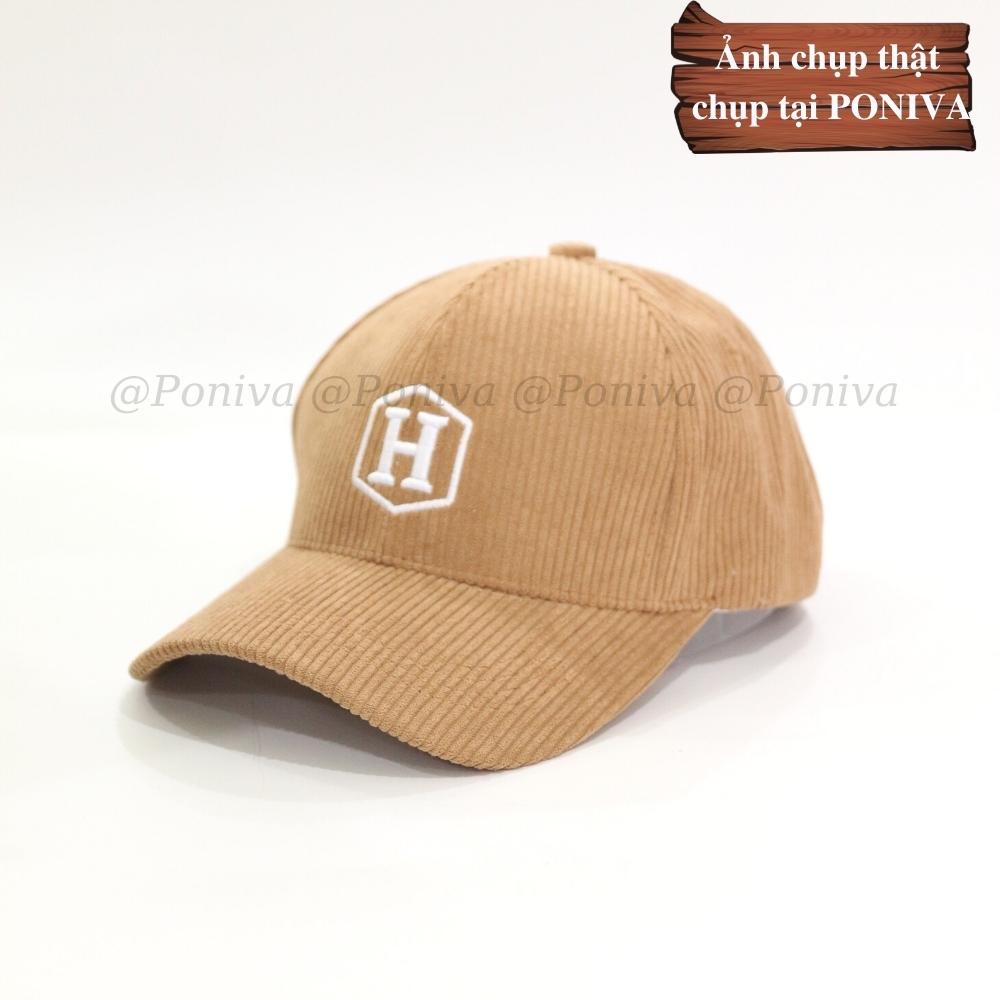 Mũ lưỡi trai ❤️ Nón kết thêu chữ H chất nhung tăm form unisex H9999 phong cách Ulzzang Thời trang PONIVA siêu hot