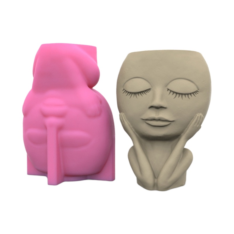 Khuôn Silicone Làm Giá Đỡ Nến Hình Chậu Hoa Búp Bê