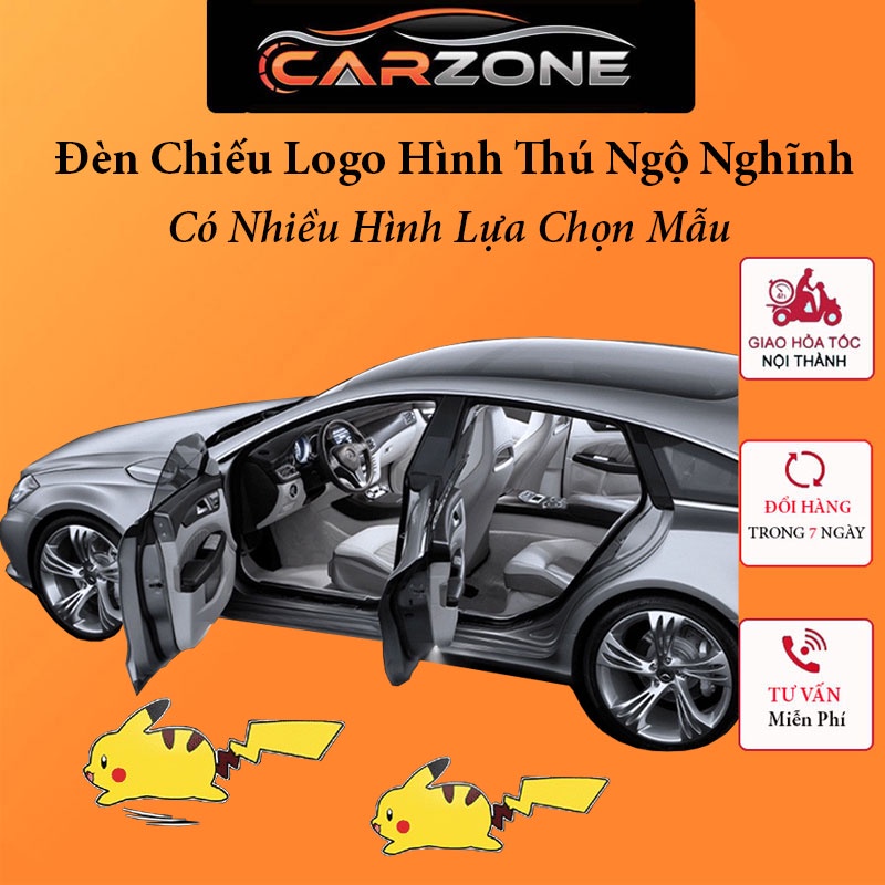 Đèn Chiếu Logo Xe Hơi - Đèn LED Chiếu Hình Laser Nhiều Hoạ Tiết Thiết Kế Không Dây Gắn Cửa Xe Ô Tô - Sạc Bằng Cổng USB