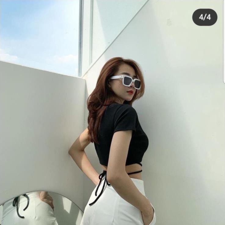 Áo thun croptop cổ tròn trơn kiểu cột dây eo cực xinh , chất thun bozip mềm mịn mát | BigBuy360 - bigbuy360.vn