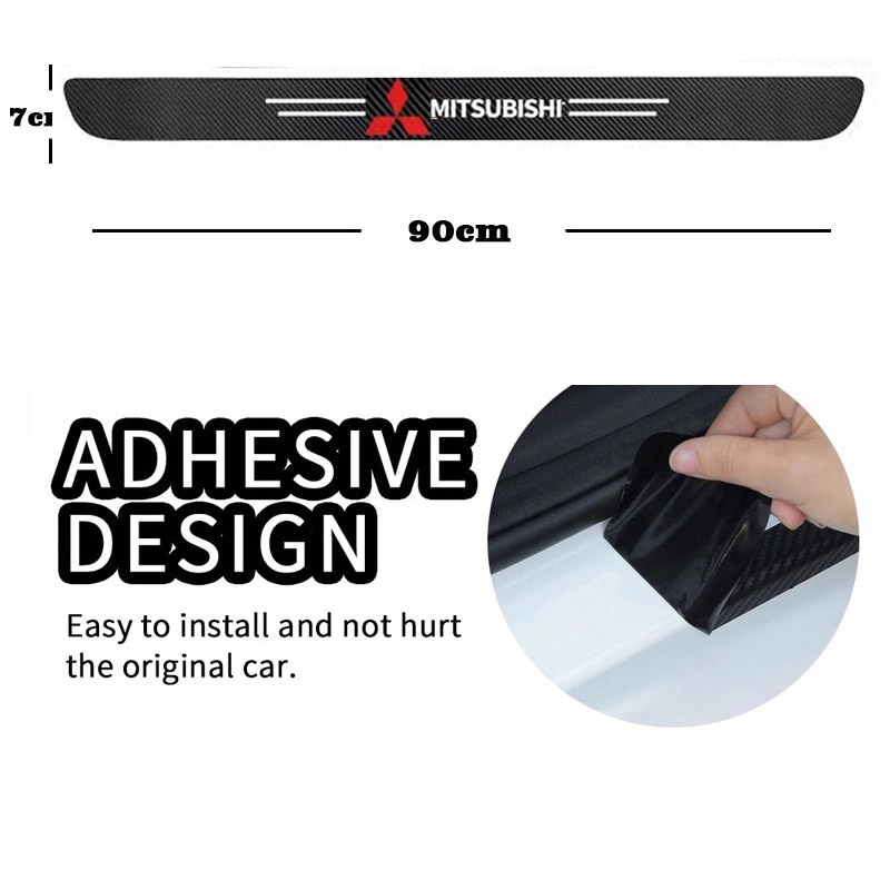 4 Cái/bộ Miếng Dán Bậc Cửa Bên Hông Xe Hơi Miếng Dán Bảo Vệ Chống Trầy Xước Bằng Da Sợi Carbon Cho Mitsubishi Pajero Asx Outlander Xl 3 Lancer