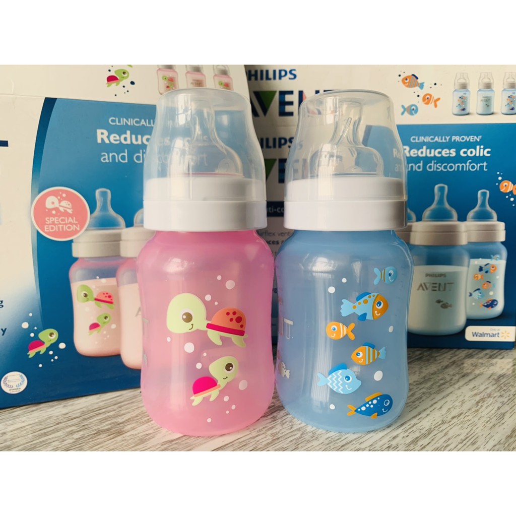 Bình sữa Avent Classic cổ rộng 260ml họa tiết