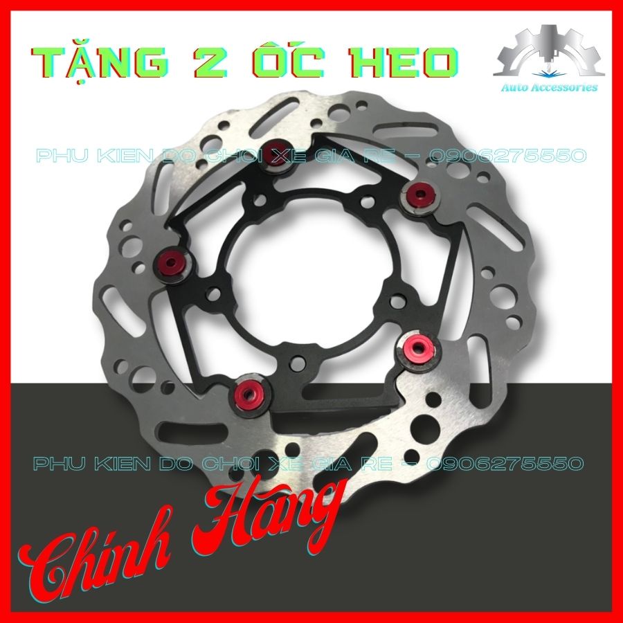 TẶNG 2 ỐC Đĩa Thắng Trước VARIO CLICK 150 5 LỖ 220mm. Lòng Đen Tán Đỏ Cực Đẹp, Đĩa Dày Thép Tốt, chịu nhiệt và cọ sát