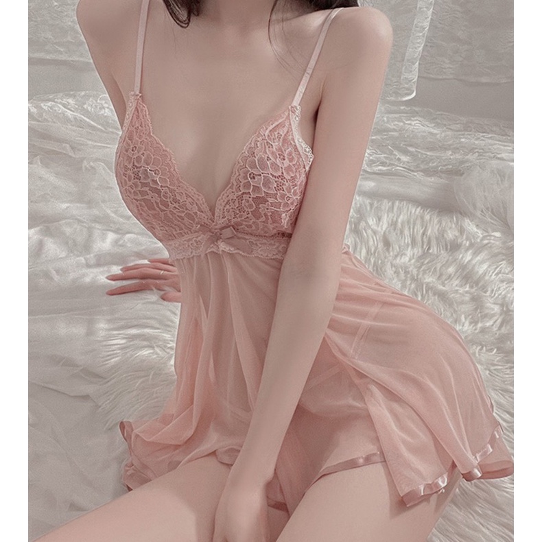 Váy ngủ voan mỏng xuyên thấu phối ren ngực siêu sexy THE CELYNBRA - V20 | BigBuy360 - bigbuy360.vn