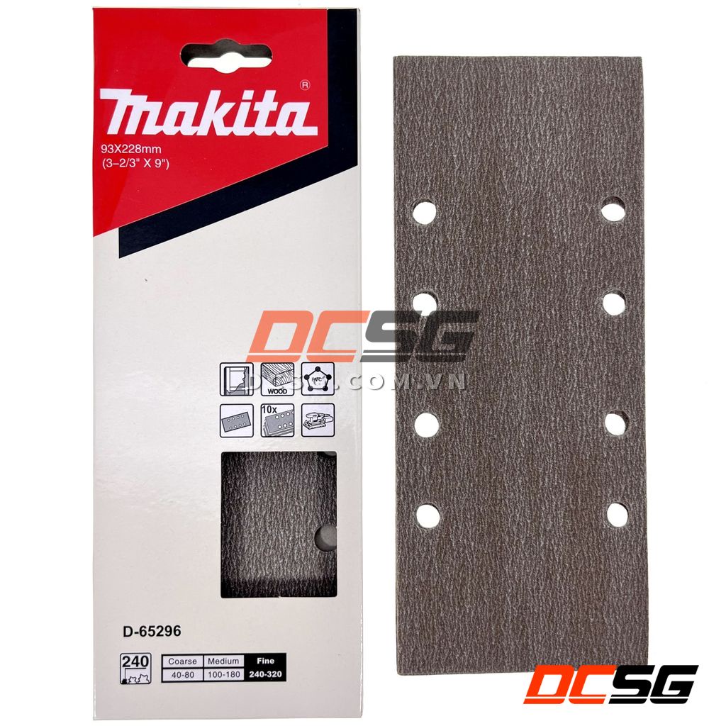 Giấy chà nhám cho gỗ 93x228mm Makita 10 tờ/ bộ (Chọn độ hạt) | DCSG