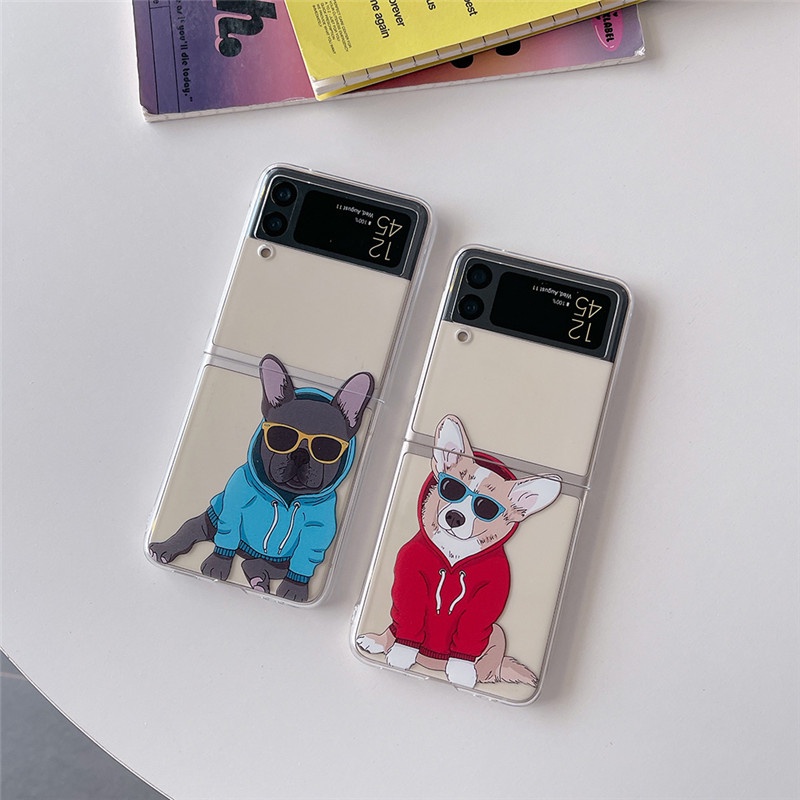 Ốp Điện Thoại Nắp Gập In Hình Chú Chó Đeo Kính Râm Dễ Thương Cho Samsung Galaxy Z Flip 4 Z Flip 4 5G Z Flip 4 Zflip4 Z Flip 4