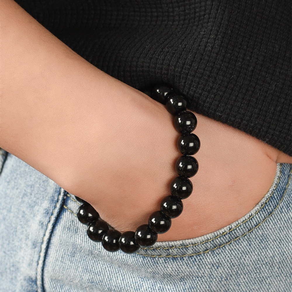 Vòng Tay Chuỗi Hạt Đá Obsidian Màu Đen Thời Trang