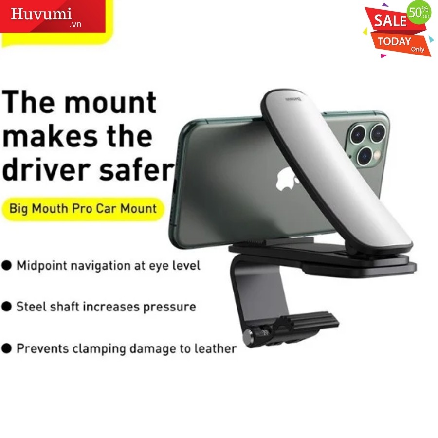 [Chính Hãng  - Sẵn] Đế giữ điện thoại dạng kẹp ngang trên xe ô tô Baseus Big Mouth Pro Car Mount_LV373-V2-New 100%