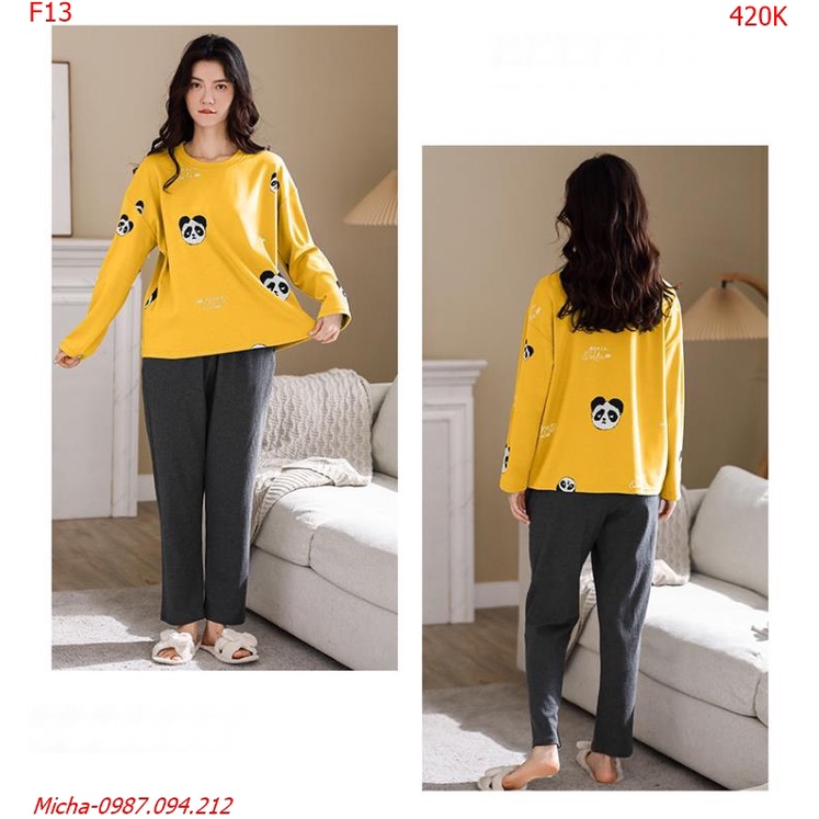 Bộ dài tay gấu panda màu vàng - Micha F13