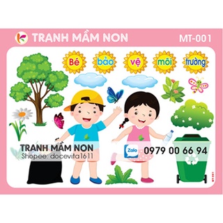 Decal mầm non-BÉ YÊU CÂY XANH khổ lớn 127x80