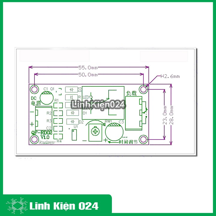 Module Tạo Trễ NE555 Đóng Cắt Relay 12VDC 0-60s