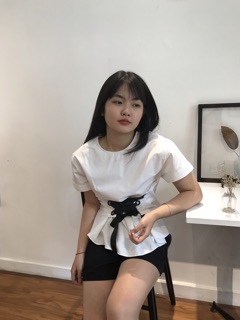 [ẢNH THẬT] Áo sơmi đan dây trước bụng