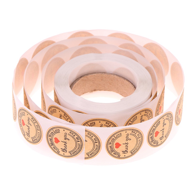 HL (Hàng Mới Về) Bộ 500 Miếng Dán Mini Hình Trái Tim In Chữ Thank You Xinh Xắn