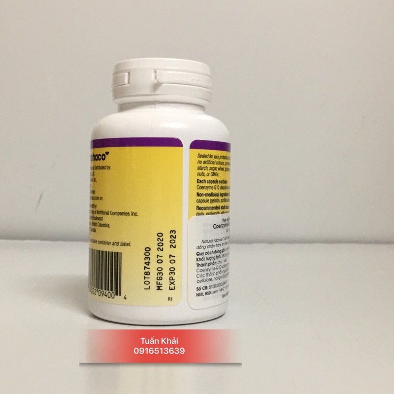 [Hàng Nhập Khẩu + Tem Phụ Tiếng Viên bổ tim Coenzyme Q10 30mg hộp 60 viên