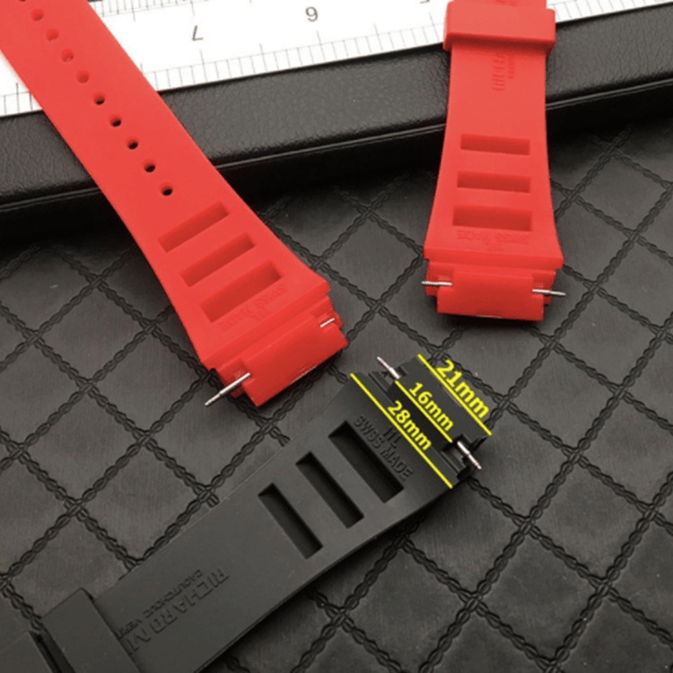 Dây đồng hồ cao su, Richard Mille, Chốt ngang 28mm, lắp cho đồng hồ nam richard miller size 43mm - donghokinhmat168