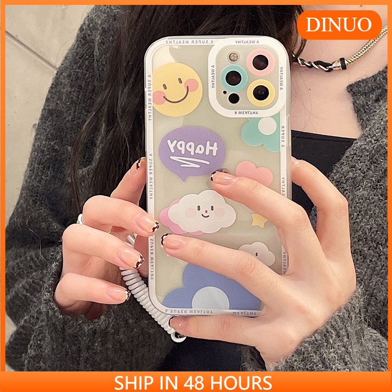 Ốp lưng iphone Ốp Điện Thoại Silicon TPU Mềm Trong Suốt Có Dây Đeo Cho iphone 11 pro max 12 pro max 7 plus 12 mini 13 13PROMAX 13MINI Dinuo case