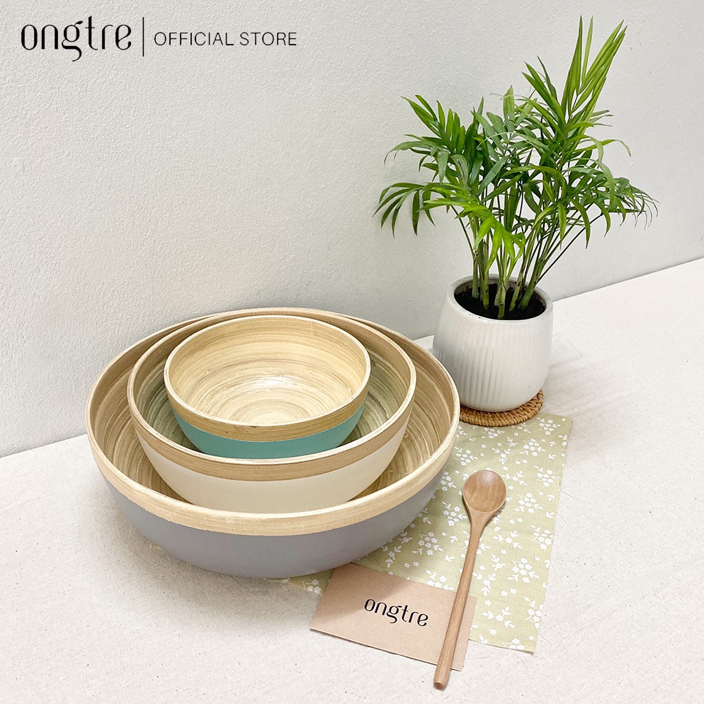 [Mã LIFEMALL2505 giảm 10% đơn 250K] Bát Tre Cuốn ONGTRE đựng Salad/món trộn/hoa quả/đồ khô (Bamboo Salad Bowl)