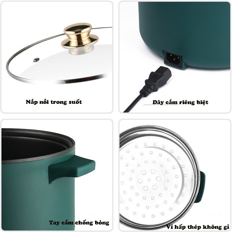 Nồi Lẩu Điện Đa Năng Chống Dính Shanban 24CM HM-D24 -hàng cơ hm26cm -hm28cmTặng Kèm Hấp Inox .Dán .Xào .Hấp. .Hầm