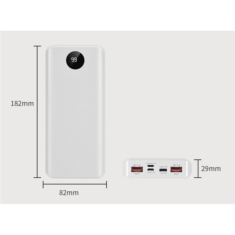 Sạc dự phòng 20000 mAh 8 cells pin có màn hình hiển thị