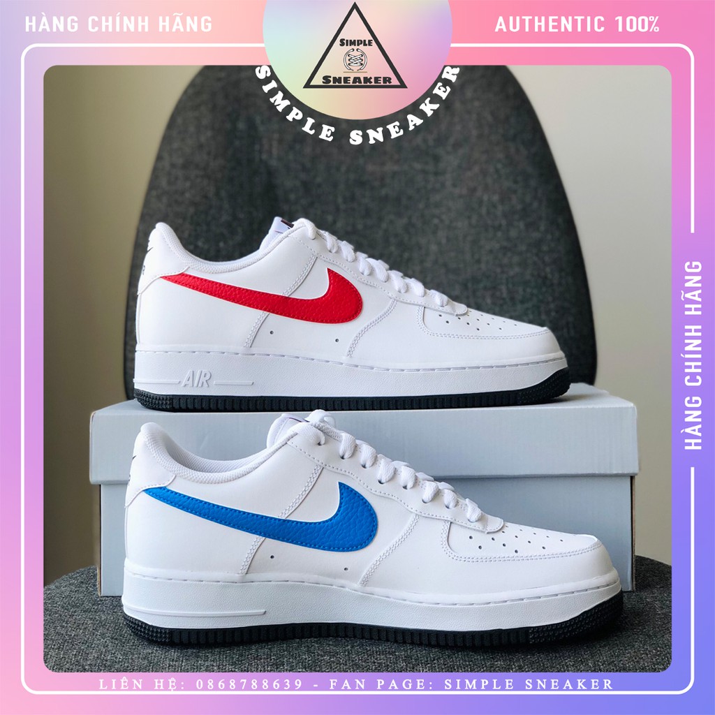 Giày Air Force 1 Auth FREESHIP Nike Air Force - Giày Nike AF1 University Red Photo Blue Chính Hãng