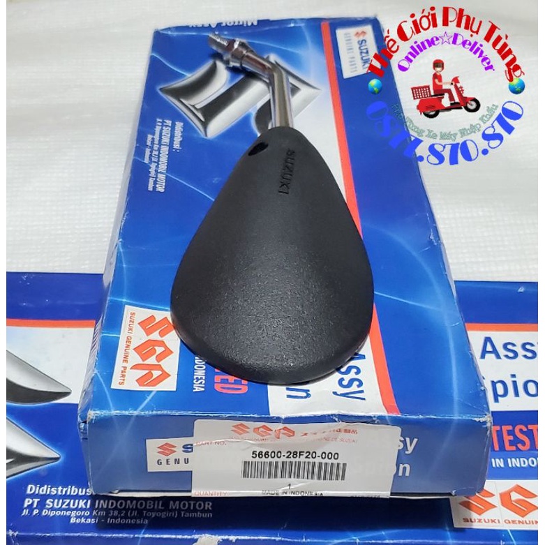 Kính hậu - kiếng hậu giọt lệ gọng xi Raider Fi, Satria Fi zin Suzuki Indonesia - 56600-28F20-000/ 56500-28F20-000