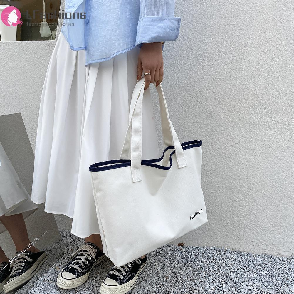 Fashion Women Canvas Letters Printing Shoulder Bag Large Capacity Tote Handbags