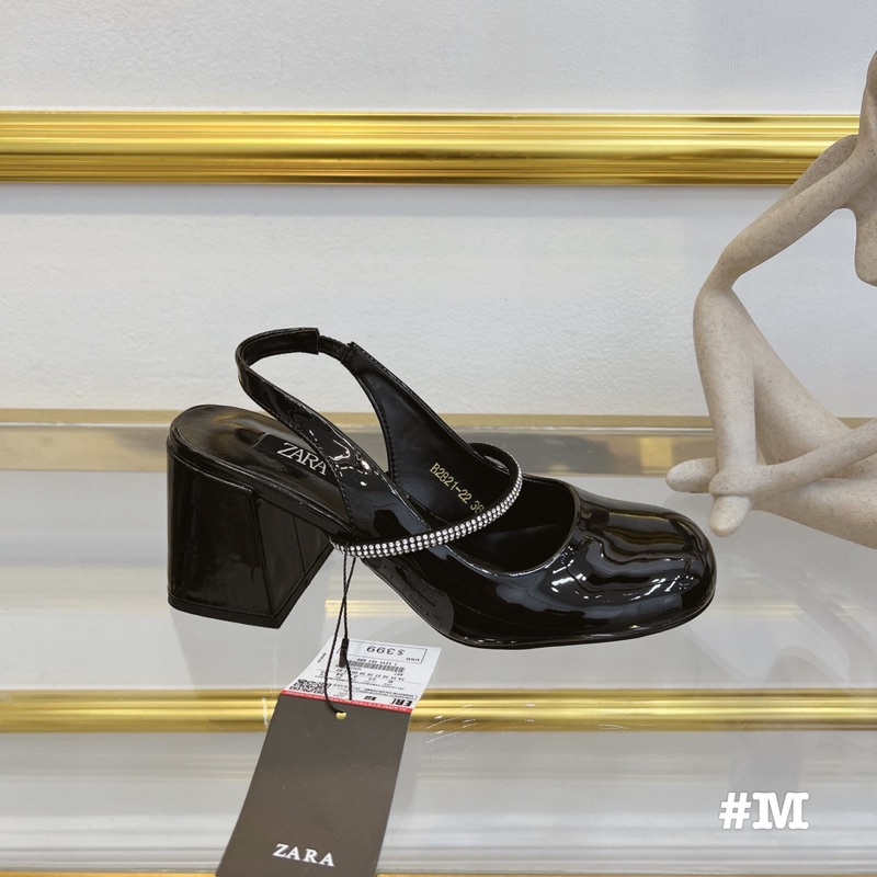 Sandal zara quai đá ngang gót vuông xuất dư fullbox