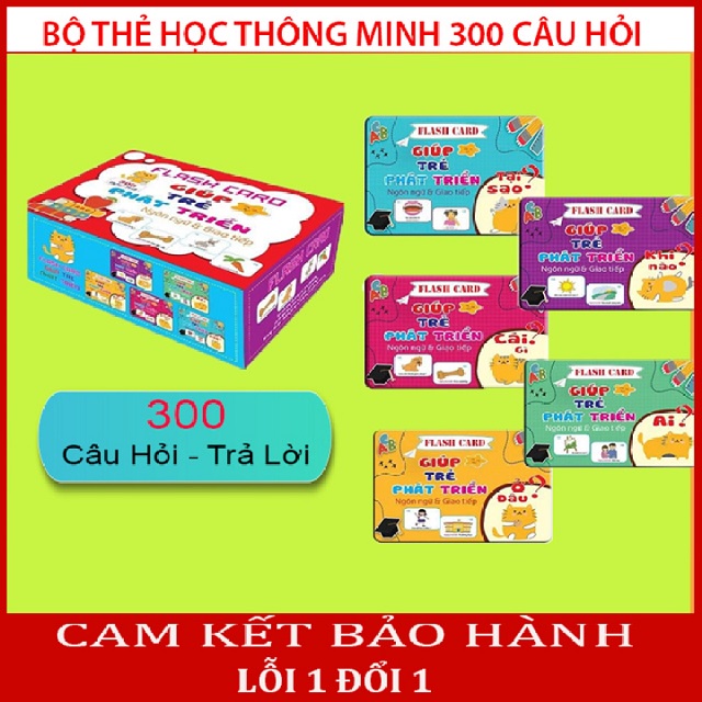 [FREESHIP❤️] Thẻ Học Flash Card 300 Câu Hỏi - Trả Lời Giúp Trẻ Phát Triển Ngôn Ngữ Và Giao Tiếp