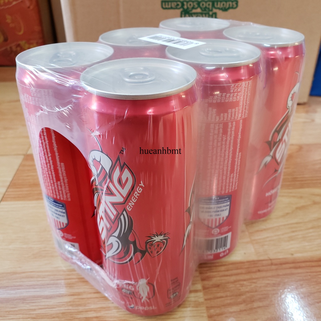 Lốc 6 lon nước Sting dâu lon 320ml