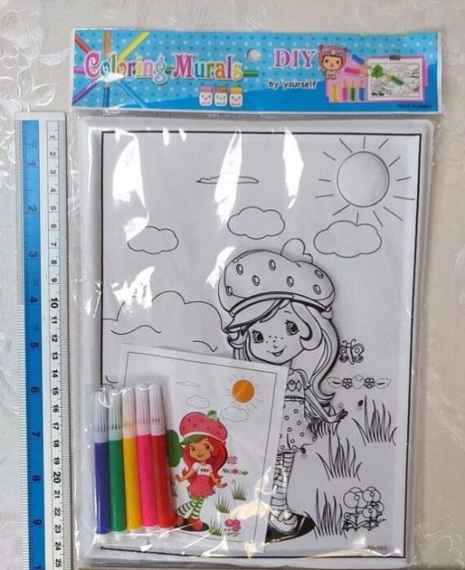 1 Bức Tranh Tô màu tặng kèm 5 bút màu cho bé- TRANH TÔ KÈM 5 BÚT KHỔ A4