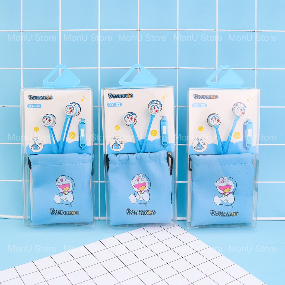 Tai nghe nhét tai có mic DORAEMON DOREMON túi dây rút dễ thương cute MON0385 TooYoo