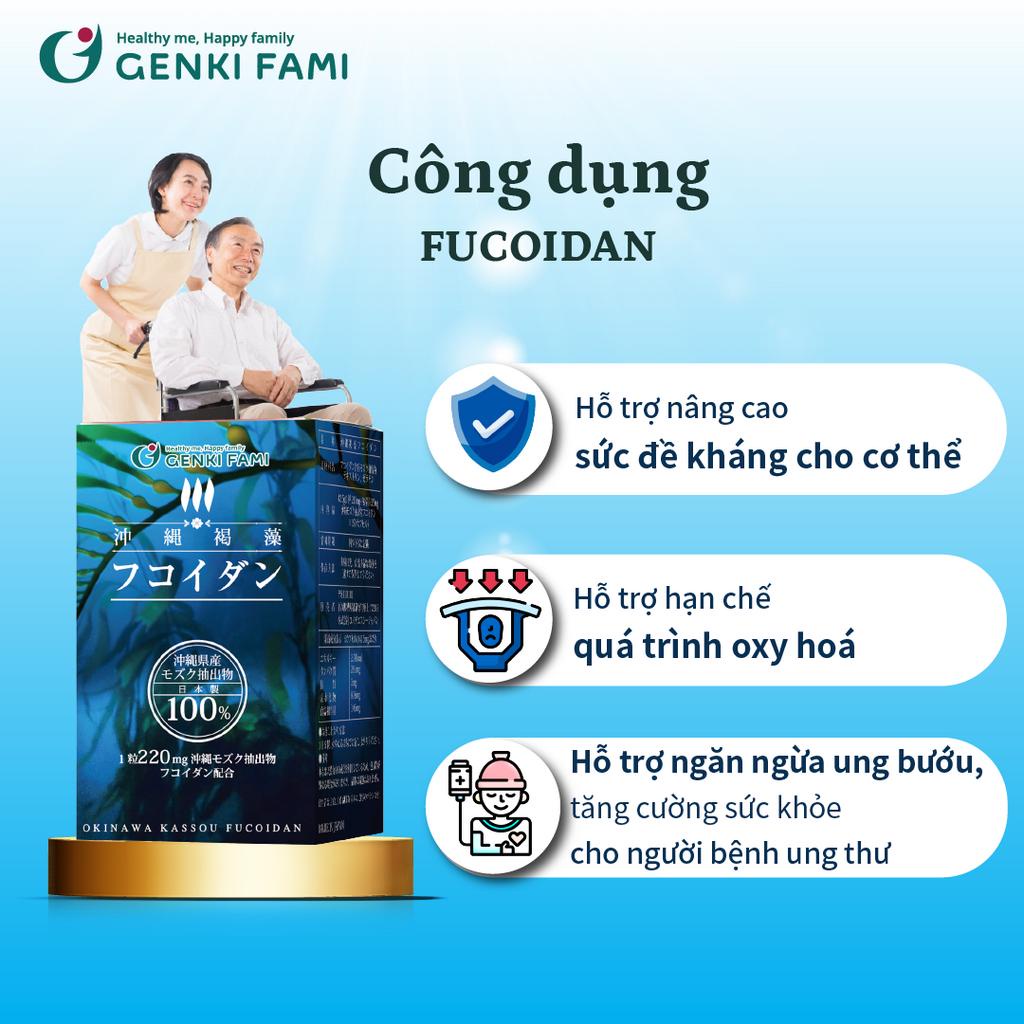 Fucoidan Okinawa Tăng Đề Kháng Miễn Dịch, Hạn Chế Oxy Hóa, Hỗ Trợ Phòng Ngừa Ung Bướu Genki Fami Nhật Bản