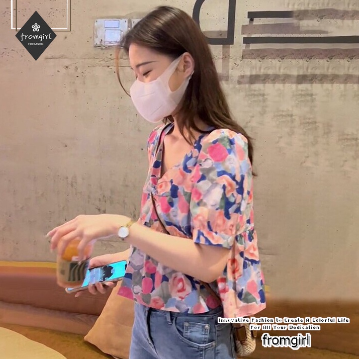 Áo Sơ Mi Ngắn Tay Họa Tiết Hoa Mẫu Mới Mùa Hè 2022 Thời Trang Cho Nữ