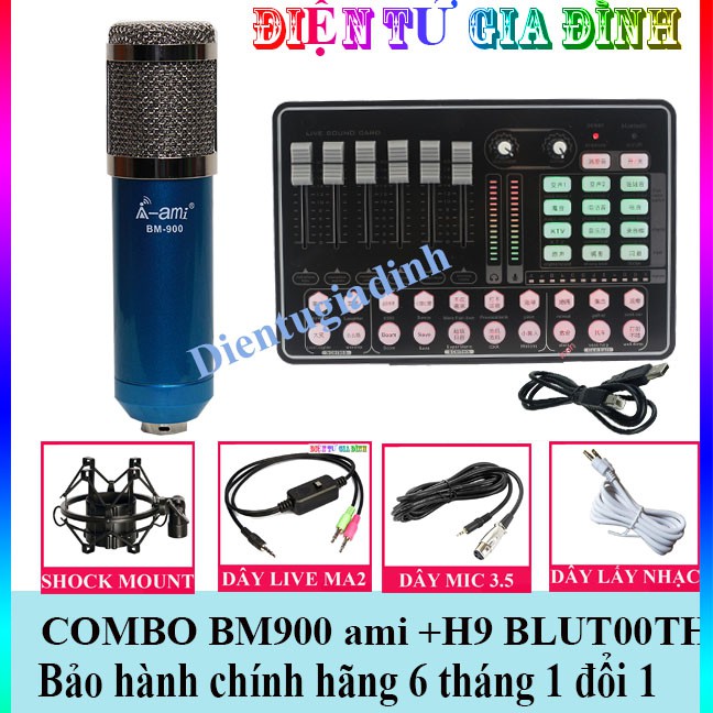 Combo Bộ Micro Thu Âm AMI BM900,SOCARD H9 , BH 6 Tháng Đổi Mới