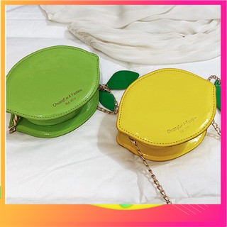 HOT TREND TÚI XÁCH NỮ MINI ĐEO CHÉO HÌNH TRÁI CHANH DA BÓNG SANG CHẢNH NN801088
