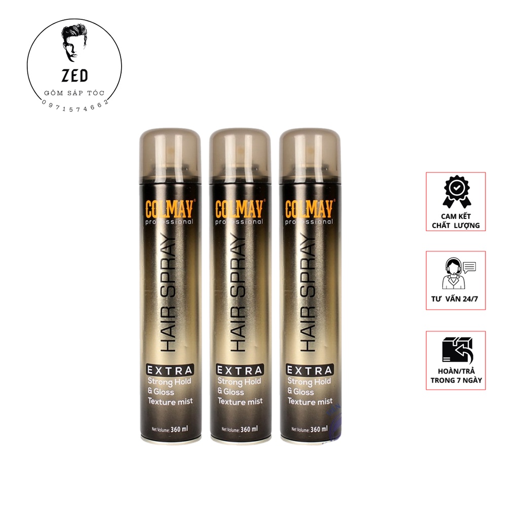 Gôm Xịt Tóc Colmav Professional 360ml Tạo Kiểu, Giữ Nếp Cho Tóc. Hàng Chính Hãng [Zed]