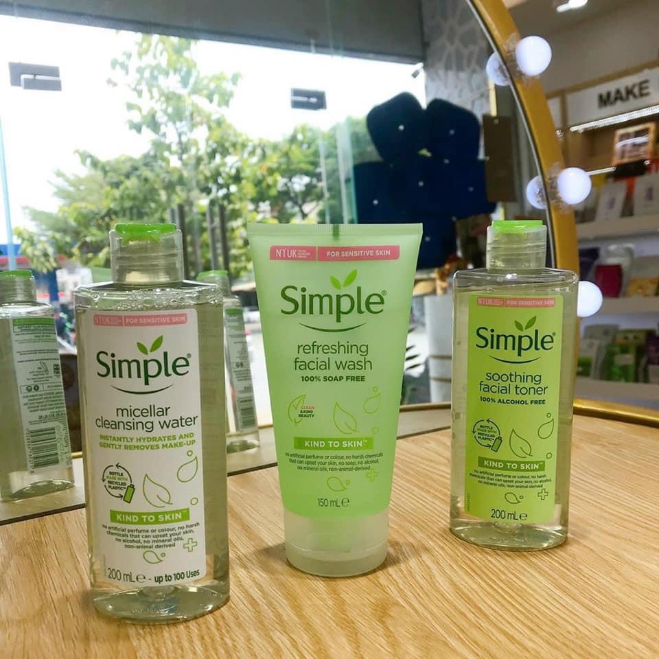 [HÀNG HOT] COMBO SIMPLE SKINCARE TẨY TRANG + SỮA RỬA MẶT + NƯỚC HOA HỒNG | BigBuy360 - bigbuy360.vn