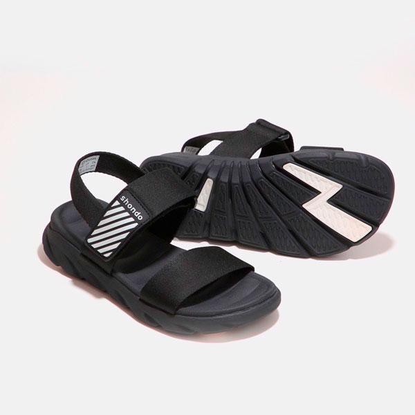 Sandal Shondo F6 Sport full đen quai ngang F6N1010