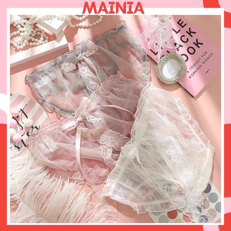 Quần Lót Ren Nữ Xuyên Thấu Đính Nơ Sau Dễ Thương Chíp Ren Nữ Cao Cấp Mainia Shop