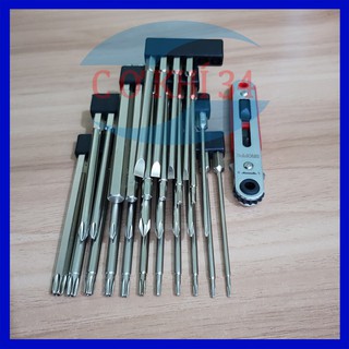 [Đủ Bộ] Bộ Lục Giác, Bộ Mũi vít Bake, Mũi Vít 2 Cạnh, Bộ Lục Giác Bông, Hoa thị dài 100mm + Tay Vặn Tự động hãng BROPPE