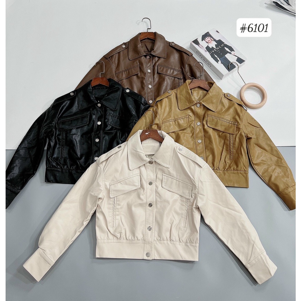 Áo khoác da cổ bẻ hàng Quảng Châu Cao Cấp