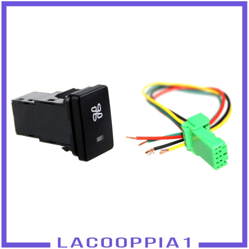 [Lacooppia1] Công Tắc Nút Nhấn 4 Cực Đèn LED Xanh Dương Với Họa Tiết Quạt Cho Toyota Camry