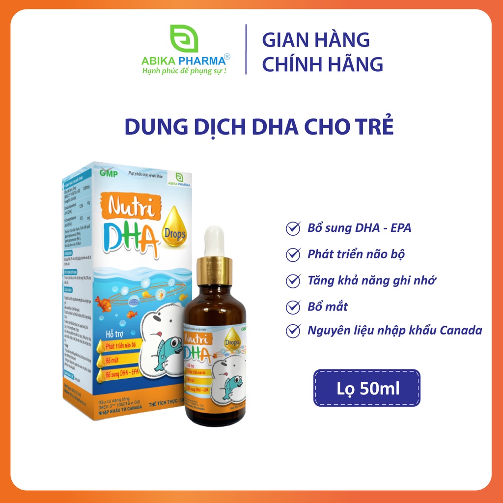 Nutri DHA Drop – DHA dạng nhỏ giọt, Hương chanh tự nhiên - Bổ sung DHA, EPA giúp phát triển não bộ, 