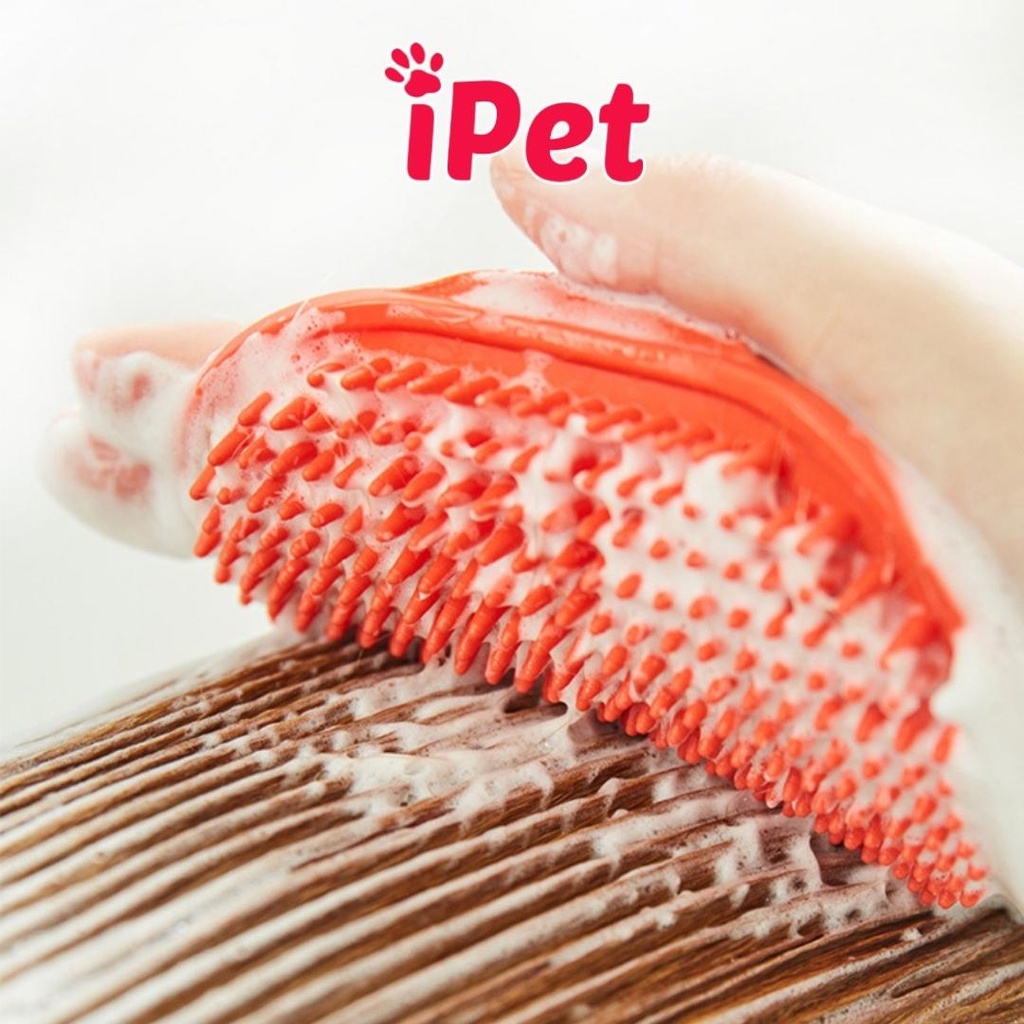 Bàn chải tắm cho chó mèo, găng tay massage chải lông thú cưng - iPet Shop