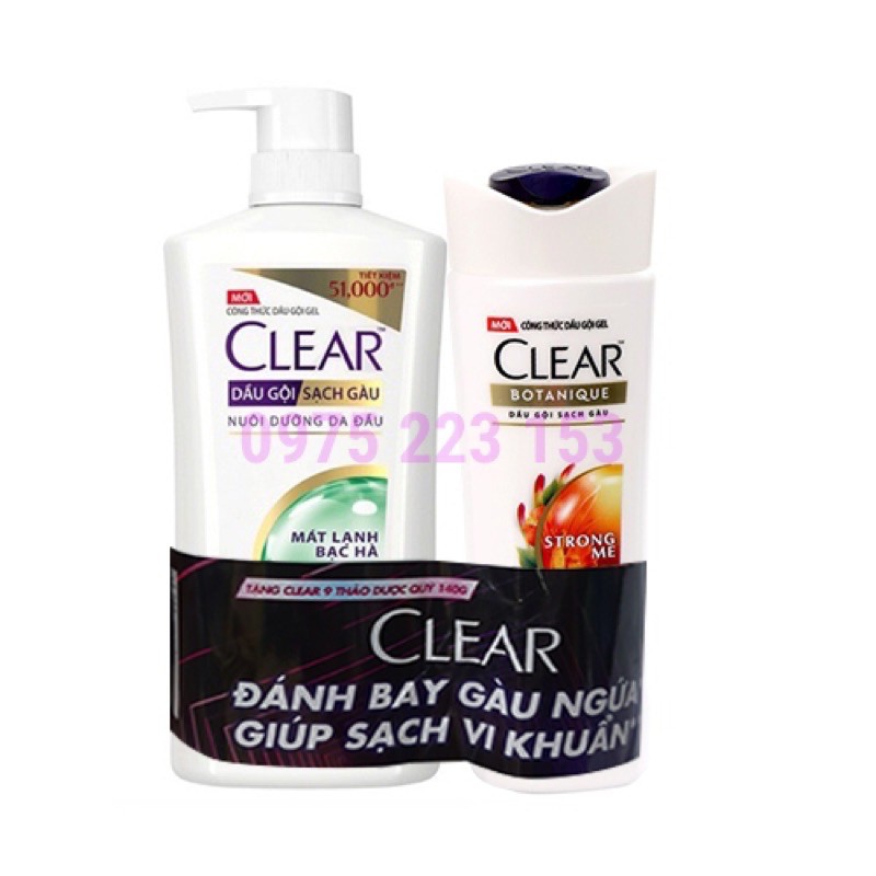 Dầu gội clear bạc hà gel 900g tặng dầu gội thảo dược 140g