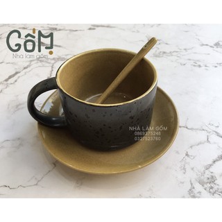 Cốc capuchino sứ phủ men đen (lẻ/set)